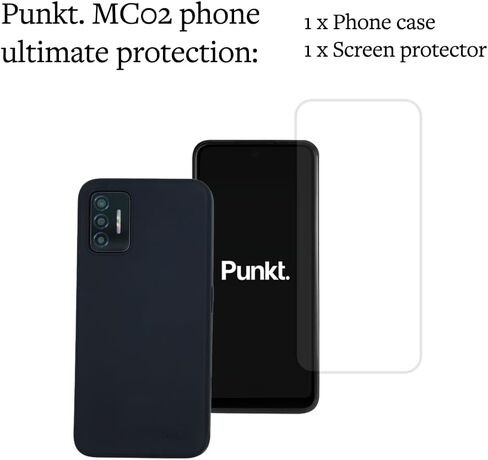 Punkt. MC02 Phone Case & Screen Protector – Durable Silicone Cover with Reinforced Edges – Shockproof & Scratch-Resistant Tempered Glass - Black in Saudi Arabia