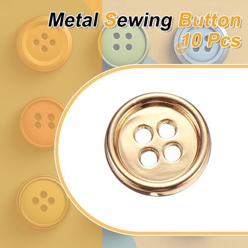HARFINGTON 10pcs Metal Sewing Button, 25mm 4-Hole Round Suit Shirts Coats Clothes Sewing Buttons for Decoration Craft, Gunmetal in Saudi Arabia