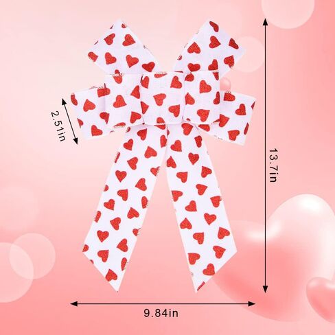 Hying Valentine's Day Bows, Black Red Heart Valentine Buffalo Plaid Bow for Wrapping Gifts Wreath Ribbon Bows 7''x 10'' for Indoor Outdoor Valentine's Day Decoration Supplies Ornament(4pcs) in Saudi Arabia