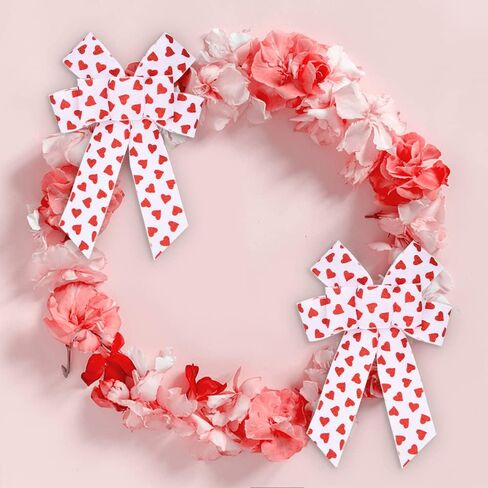 Hying Valentine's Day Bows, Black Red Heart Valentine Buffalo Plaid Bow for Wrapping Gifts Wreath Ribbon Bows 7''x 10'' for Indoor Outdoor Valentine's Day Decoration Supplies Ornament(4pcs) in Saudi Arabia