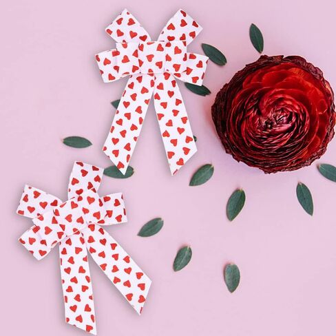 Hying Valentine's Day Bows, Black Red Heart Valentine Buffalo Plaid Bow for Wrapping Gifts Wreath Ribbon Bows 7''x 10'' for Indoor Outdoor Valentine's Day Decoration Supplies Ornament(4pcs) in Saudi Arabia
