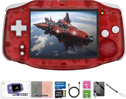 RG34XX Retro Handheld Game Consoles Classic Retro Gaming Console 64G Card Preloaded Games 5000+ rg34xx Portable Gaming Console Linux 64-bit 3500mAh Battery WiFi Bluetooth HD and TV Output Indigo in Saudi Arabia