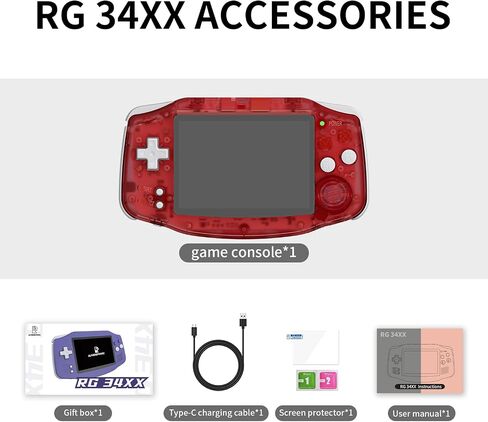 RG34XX Retro Handheld Game Consoles Classic Retro Gaming Console 64G Card Preloaded Games 5000+ rg34xx Portable Gaming Console Linux 64-bit 3500mAh Battery WiFi Bluetooth HD and TV Output Indigo in Saudi Arabia