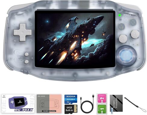 RG34XX Retro Handheld Game Consoles Classic Retro Gaming Console 64G Card Preloaded Games 5000+ rg34xx Portable Gaming Console Linux 64-bit 3500mAh Battery WiFi Bluetooth HD and TV Output Indigo in Saudi Arabia