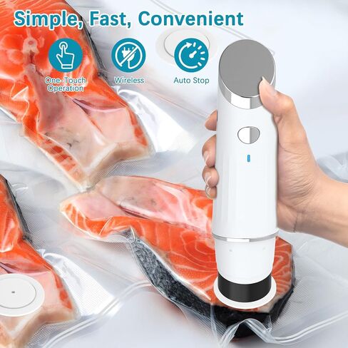 Handheld Vacuum Sealer for Food - Compact Food Vacuum Sealer Machine for Travel, Portable Sealing Machine with 10 Reusable Vac Seal Bags for Storage, Meal Prep or Sous Vide in Saudi Arabia