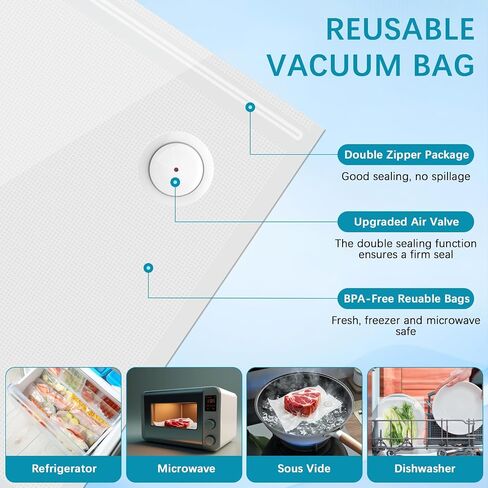 Handheld Vacuum Sealer for Food - Compact Food Vacuum Sealer Machine for Travel, Portable Sealing Machine with 10 Reusable Vac Seal Bags for Storage, Meal Prep or Sous Vide in Saudi Arabia
