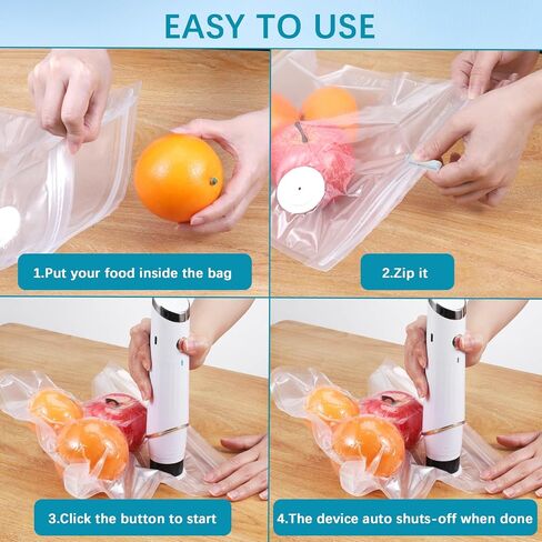 Handheld Vacuum Sealer for Food - Compact Food Vacuum Sealer Machine for Travel, Portable Sealing Machine with 10 Reusable Vac Seal Bags for Storage, Meal Prep or Sous Vide in Saudi Arabia