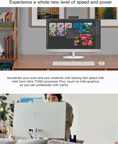 HP 27-inch All-in-One Desktop PC - Microsoft Office Lifetime • Intel Ultra 7-155U • FHD Touchscreen Display • Windows 11 Pro • Wired KB&Mouse • Business AIO for Everyday Use (64GB RAM, 2TB SSD) in Saudi Arabia
