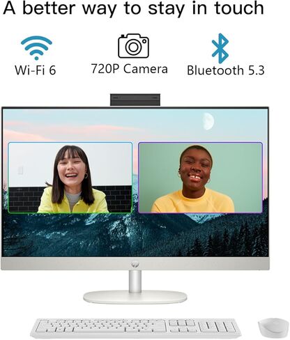 HP 27-inch All-in-One Desktop PC - Microsoft Office Lifetime • Intel Ultra 7-155U • FHD Touchscreen Display • Windows 11 Pro • Wired KB&Mouse • Business AIO for Everyday Use (64GB RAM, 2TB SSD) in Saudi Arabia
