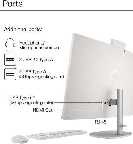 HP 27-inch All-in-One Desktop PC - Microsoft Office Lifetime • Intel Ultra 7-155U • FHD Touchscreen Display • Windows 11 Pro • Wired KB&Mouse • Business AIO for Everyday Use (64GB RAM, 2TB SSD) in Saudi Arabia