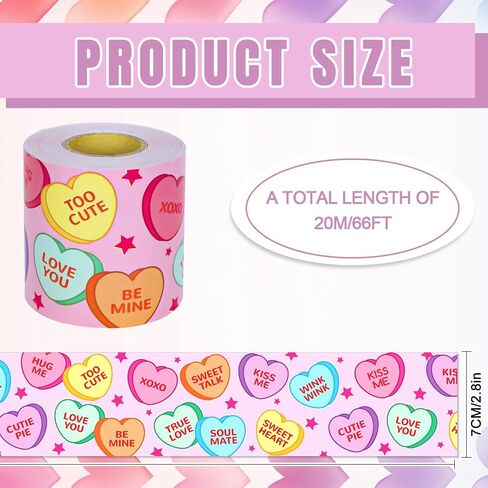 66Ft Valentine's Day Bulletin Board Border White Conversation Heart Rolled Self Adhesive Colorful Heart Border Trim Stickers for Classroom Office Chalkboard Party Decor in Saudi Arabia