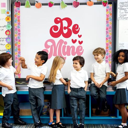66Ft Valentine's Day Bulletin Board Border White Conversation Heart Rolled Self Adhesive Colorful Heart Border Trim Stickers for Classroom Office Chalkboard Party Decor in Saudi Arabia