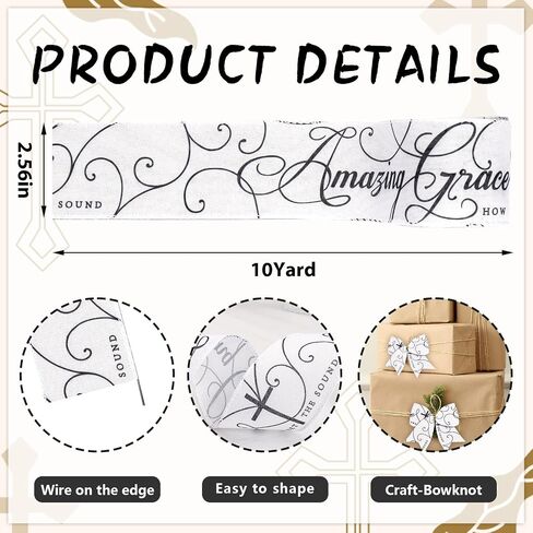 Easter Religion Ribbons for Crafting, God Jesus Wired Edge Ribbon Natural Burlap Ribbon Bow Christ Cross Wired Ribbons for Easter Baptism Decorations Sewing DIY Crafts Supplies in Saudi Arabia