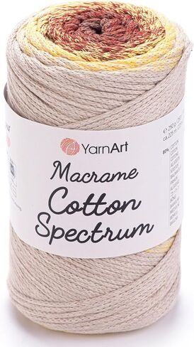 Yarn Art Macrame Cotton Spectrum Macrame Cord 8.80 Oz, 246.06 Yds 80% Cotton Macrame Rope Multicolor Macrame, Colorful Macrame Yarn Weight Worsted - Aran(4) (1316) in Saudi Arabia