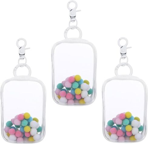 3 Pcs Clear Figure Display Bag with Keychain,Clear Keychain Pouch Blind Box Organizer,Hanging Small Doll Storage Bag,Collectibles Display Case for Mystery Boxes (White-Rectangular,Oval,Cabin) in Saudi Arabia