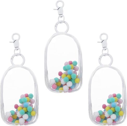 3 Pcs Clear Figure Display Bag with Keychain,Clear Keychain Pouch Blind Box Organizer,Hanging Small Doll Storage Bag,Collectibles Display Case for Mystery Boxes (White-Rectangular,Oval,Cabin) in Saudi Arabia
