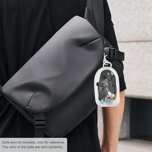 3 Pcs Clear Figure Display Bag with Keychain,Clear Keychain Pouch Blind Box Organizer,Hanging Small Doll Storage Bag,Collectibles Display Case for Mystery Boxes (White-Rectangular,Oval,Cabin) in Saudi Arabia