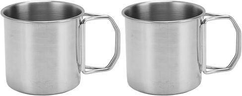 Stainless Steel Water Cup, 2 Pack Portable Camping Mug with Foldable Handle for Outdoor Travel Hiking (250ML) in Kuwait