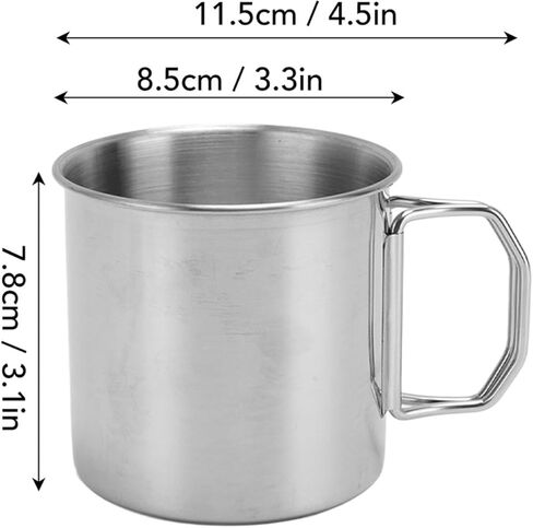 Stainless Steel Water Cup, 2 Pack Portable Camping Mug with Foldable Handle for Outdoor Travel Hiking (250ML) in Kuwait