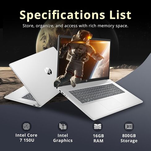 HP 17.3 "FHD IPS محمول مضاد للهرمي ، Intel 7-150U ، ذاكرة الوصول العشوائي 32 جيجابايت ، تخزين 1.28 تيرابايت (1 تيرابايت SSD+288 جيجا بايت لمجموعة محطة الإرساء) ، فضي ، سيلز ، in Kuwait