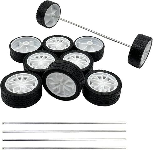 10PCS RC Toy Car Wheel 28mm Rubber Tire Wheels with 5PCS Shaft Round Axles for for RC Car Truck Robot DIY Model Toy Building Project Accessories (Orange) in Saudi Arabia