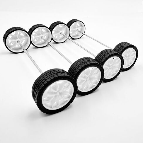 10PCS RC Toy Car Wheel 28mm Rubber Tire Wheels with 5PCS Shaft Round Axles for for RC Car Truck Robot DIY Model Toy Building Project Accessories (Orange) in Saudi Arabia