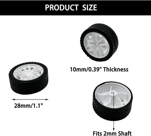 10PCS RC Toy Car Wheel 28mm Rubber Tire Wheels with 5PCS Shaft Round Axles for for RC Car Truck Robot DIY Model Toy Building Project Accessories (Orange) in Saudi Arabia