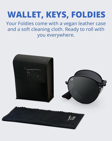 نظارات شمسية دائرية قابلة للطي، حماية من الأشعة فوق البنفسجية 400 والأشعة فوق البنفسجية فئة B للرجال والنساء، حقيبة جلدية قابلة للطي للنظارات الشمسية in Kuwait