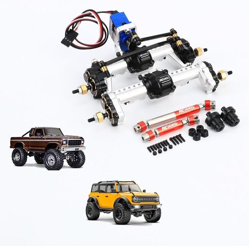 RCAWD TRX4M Diff Locker & Differential Portal Axles Front Rear Set Converted & Driveshafts for Traxxas 1/18 Defender Bronco F-150 K10 Upgrades Brass Weighted 100% Durability Increase Parts Black in Saudi Arabia