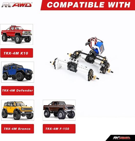 RCAWD TRX4M Diff Locker & Differential Portal Axles Front Rear Set Converted & Driveshafts for Traxxas 1/18 Defender Bronco F-150 K10 Upgrades Brass Weighted 100% Durability Increase Parts Black in Saudi Arabia