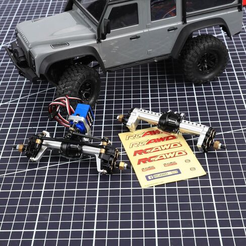 RCAWD TRX4M Diff Locker & Differential Portal Axles Front Rear Set Converted & Driveshafts for Traxxas 1/18 Defender Bronco F-150 K10 Upgrades Brass Weighted 100% Durability Increase Parts Black in Saudi Arabia