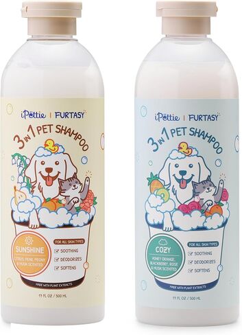 iPettie Furtasy Pet Shampoo, Cozy Scent 3-in-1 Shampoo with Aloe & Herbal Extracts, Soothing, Deodorizing, Softening, Alcohol-Free, No Synthetic Dyes, 500ml in Kuwait