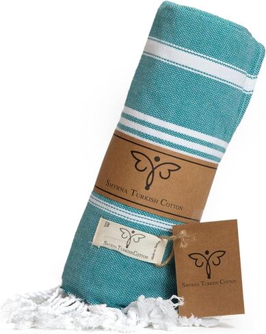 SMYRNA TURKISH COTTON Classical Series Throw Blanket 50x60, Outdoor Blankets, Throws and Blankets for Couch, Sofa, Bed, Chair, Beach Picnic, Travel Boho Turkish Blanket, Petrol in Saudi Arabia