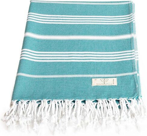 SMYRNA TURKISH COTTON Classical Series Throw Blanket 50x60, Outdoor Blankets, Throws and Blankets for Couch, Sofa, Bed, Chair, Beach Picnic, Travel Boho Turkish Blanket, Petrol in Saudi Arabia