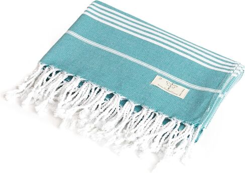 SMYRNA TURKISH COTTON Classical Series Throw Blanket 50x60, Outdoor Blankets, Throws and Blankets for Couch, Sofa, Bed, Chair, Beach Picnic, Travel Boho Turkish Blanket, Petrol in Saudi Arabia