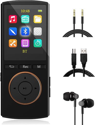 MP3 Player 64GB with Bluetooth,HiFi,Sport,Line-in rip Music, Lossless Sound, Sleep Timer, FM, Long Battery Life(Black) (Black) in Saudi Arabia