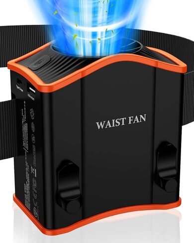 Upgraded Portable Waist Fan with Adjustable Belt,10 Times Strong Wind Waist Clip Fan with 12000mAh Battery Over 40H Working Time, Belt Fan for Outdoor Works,Camping,Travel,Fishing in Saudi Arabia