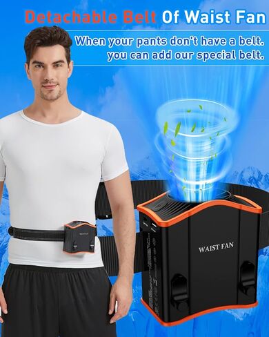 Upgraded Portable Waist Fan with Adjustable Belt,10 Times Strong Wind Waist Clip Fan with 12000mAh Battery Over 40H Working Time, Belt Fan for Outdoor Works,Camping,Travel,Fishing in Saudi Arabia