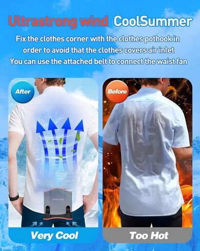 Upgraded Portable Waist Fan with Adjustable Belt,10 Times Strong Wind Waist Clip Fan with 12000mAh Battery Over 40H Working Time, Belt Fan for Outdoor Works,Camping,Travel,Fishing in Saudi Arabia