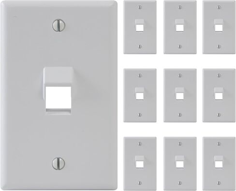 ICC Angled 1-Port Keystone Wall Plate (10 Pack), UL Listed, Durable ABS Plastic, Single Gang Wall Plate for RJ45 Modular Inserts, White in Saudi Arabia