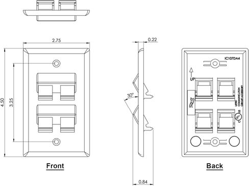 ICC Angled 1-Port Keystone Wall Plate (10 Pack), UL Listed, Durable ABS Plastic, Single Gang Wall Plate for RJ45 Modular Inserts, White in Saudi Arabia