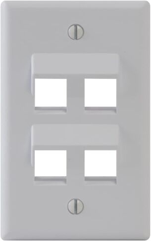 ICC Angled 1-Port Keystone Wall Plate (10 Pack), UL Listed, Durable ABS Plastic, Single Gang Wall Plate for RJ45 Modular Inserts, White in Saudi Arabia