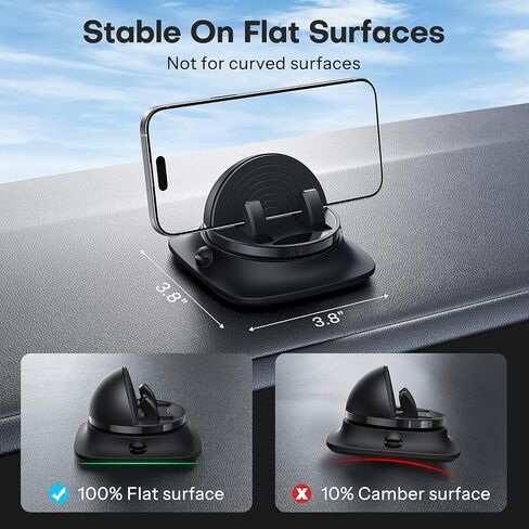 Car Phone Holder Mount, Dashboard Cell Phone Stand with Anti-Slip Base, Dual Adjustable Clips, Rotate 360 Degrees, Compatible with Both Android and iOS Phones (2025 Upgraded) in Saudi Arabia
