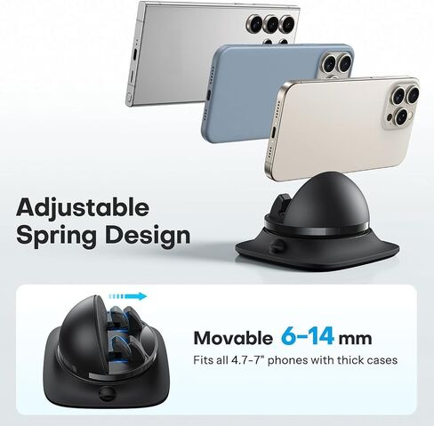 Car Phone Holder Mount, Dashboard Cell Phone Stand with Anti-Slip Base, Dual Adjustable Clips, Rotate 360 Degrees, Compatible with Both Android and iOS Phones (2025 Upgraded) in Saudi Arabia