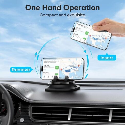 Car Phone Holder Mount, Dashboard Cell Phone Stand with Anti-Slip Base, Dual Adjustable Clips, Rotate 360 Degrees, Compatible with Both Android and iOS Phones (2025 Upgraded) in Saudi Arabia