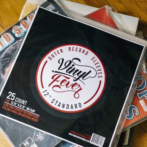 Vinyl Fever Record Sleeves [25 Pack] - Crystal Clear Outer Album Covers - Durable 3 Mil Thick Polypropylene Vinyl Sleeves for 12 Inch Lps and Archival Album Storage | 12.75"x12.75" Perfect Fit Sleeves in Kuwait