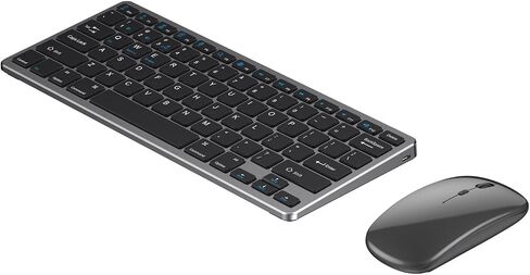 Portable Wireless Keyboard and Mouse Combo, Bluetooth 3.0/5.0/2.4G, Multi-Device pc,Laptop,Phone,Windows,iOS,Android Compatible, Rechargeable,78KEY (Gray) in Saudi Arabia