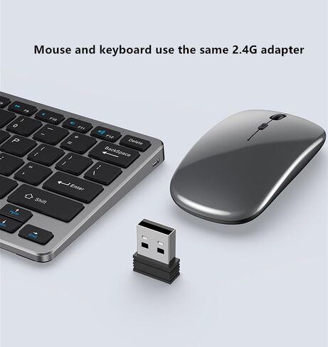 Portable Wireless Keyboard and Mouse Combo, Bluetooth 3.0/5.0/2.4G, Multi-Device pc,Laptop,Phone,Windows,iOS,Android Compatible, Rechargeable,78KEY (Gray) in Saudi Arabia
