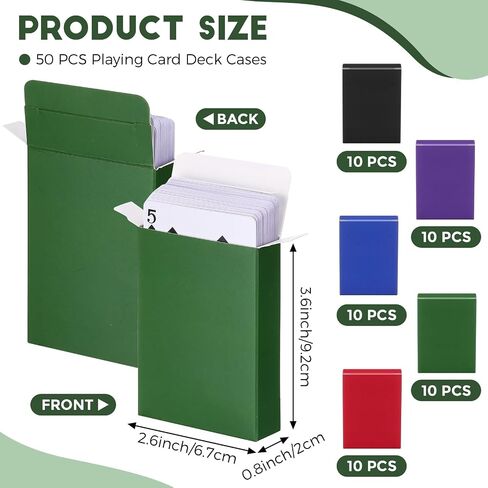 Jexine 50 Pieces Playing Card Box Empty Playing Case Card Holder Organize Storage Board Game Box Fits Baseball Trading(Red, Yellow, Green, Blue, White) in Kuwait