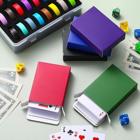Jexine 50 Pieces Playing Card Box Empty Playing Case Card Holder Organize Storage Board Game Box Fits Baseball Trading(Red, Yellow, Green, Blue, White) in Kuwait